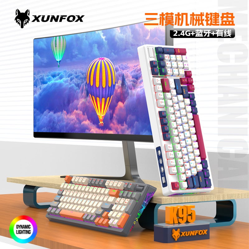 Hyun Silver Fox K95 Mechanical Keyboard Wireless 2.4G Bluetooth Three-Mode Plug Guest Game Gasket Structure Key - Image 2